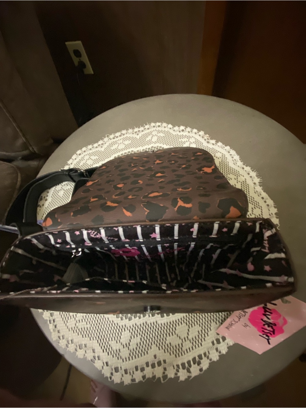 Betsy Johnson Brown Leopard Heart Crossbody Bag - Picture 5 of 5
